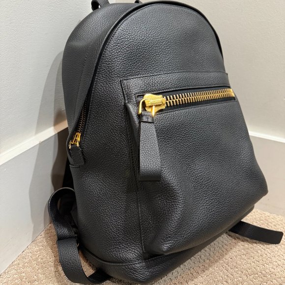 TOM FORD black leather backpack with gold zipper - Picture 4 of 8